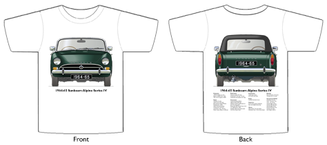 Sunbeam Alpine Series IV 1964-65 T-shirt Front & Back